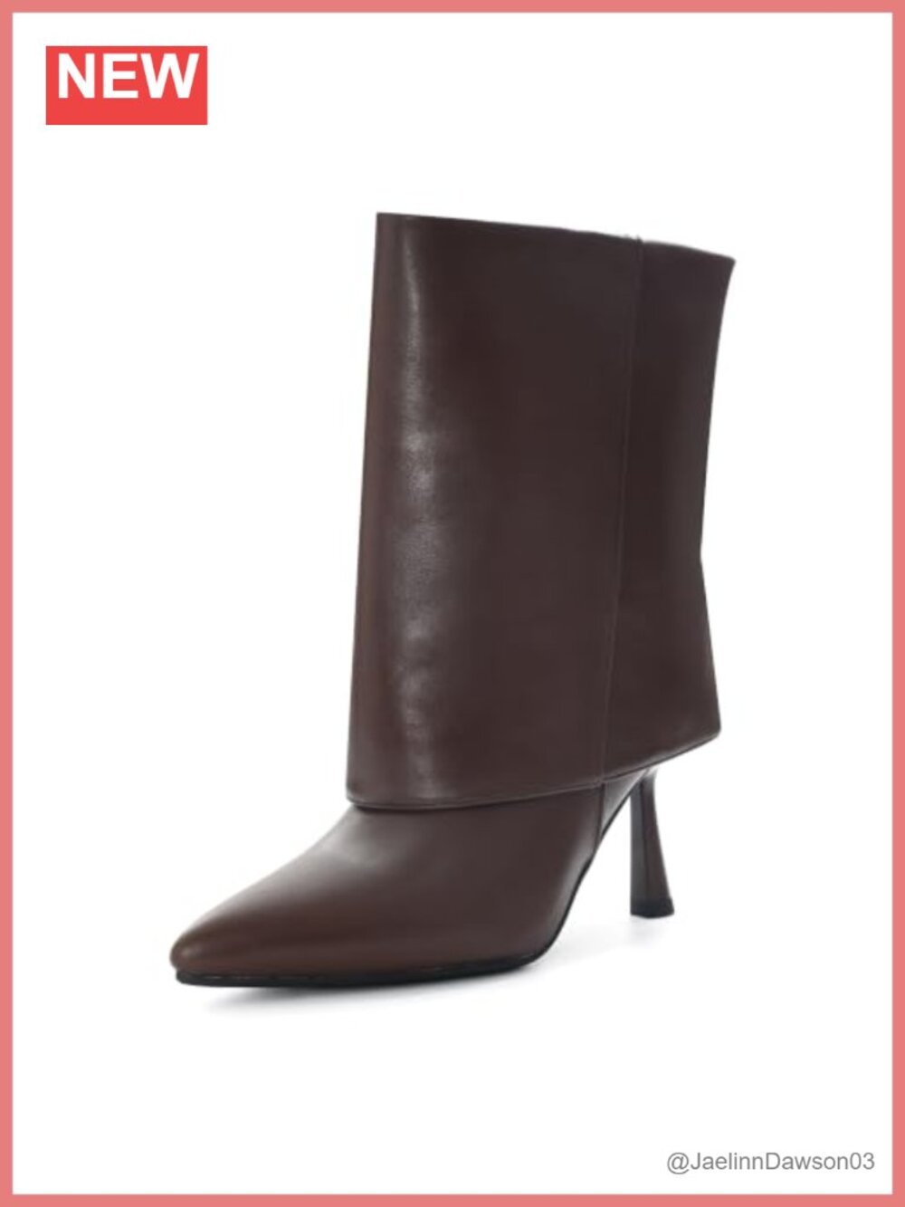 Faux Leather Fold Over Ankle Boots Stiletto Heel Pointed Toe Women's Slip On